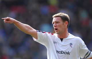 Captain Kevin Nolan points while playing for Bolton Wanderers against Sheffield United, 2007