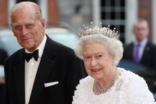 Queen Elizabeth II and Prince Philip, Duke of Edinburgh arrive to attend a State Banquet in Dublin Castle on May 18, 2011