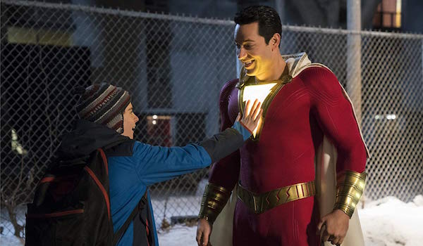 Freddy Freeman and adult Billy Batson in Shazam!