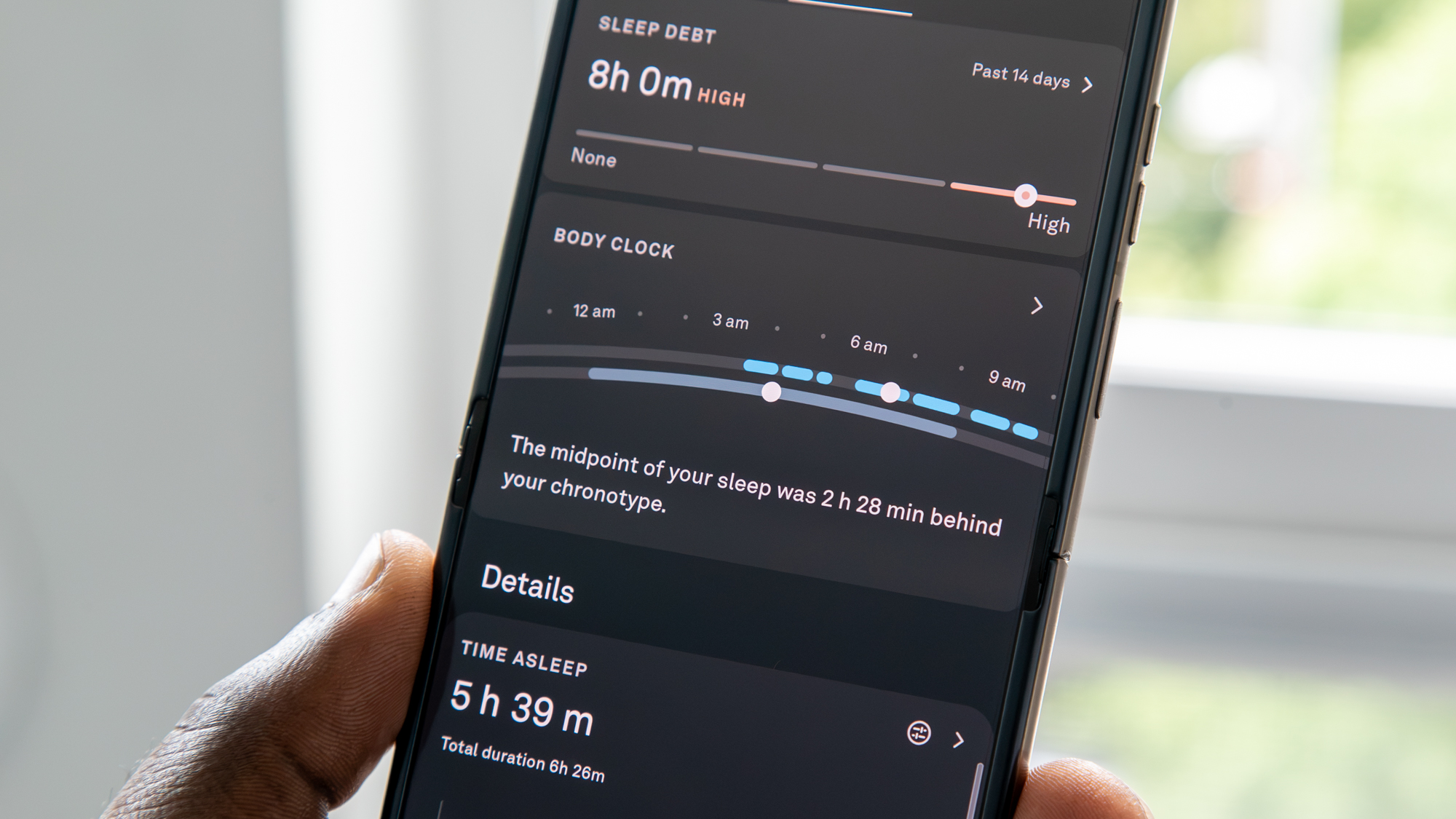 The Oura app Sleep metrics