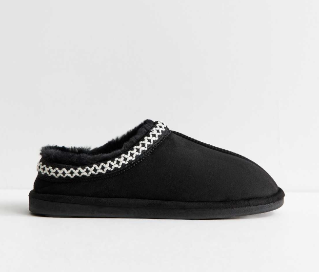 New Look, Faux Suede Lace Trim Slipper Boots