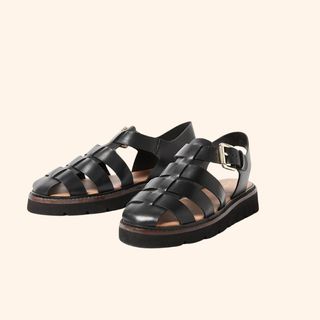 flat lay image of black sandals