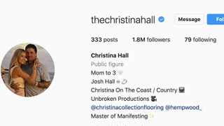 christina hall's bio on instagram