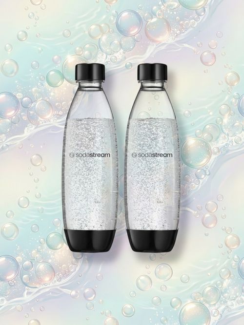 Sodastream 1 Litre Slim Reusable Water Bottles (2-Pack), Black
