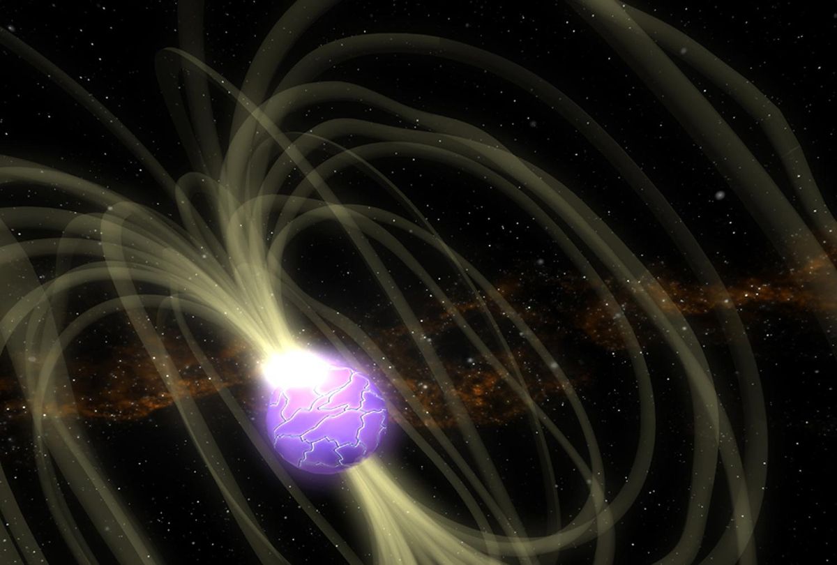 An artist&#039;s depiction of a magnetar.