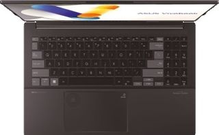 Top-down view of the Asus Vivobook Pro 15 OLED, showing the keyboard and touchpad