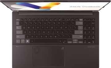 Asus Vivobook Pro 15 OLED top view, showing keyboard and touchpad