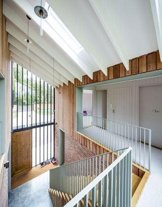 contemporary double height entrance hall