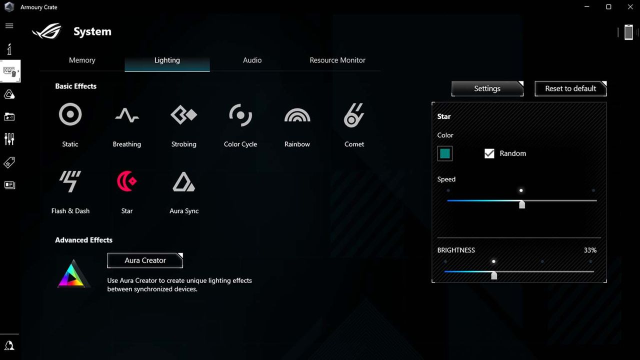 Armoury Crate allows you to change RGB settings on the ASUS ROG G22CH DB978.