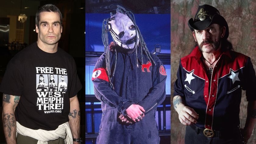 Henry Rollins at a red carpet event, Corey Taylor in his Slipknot gear posing and Lemmy looking cool