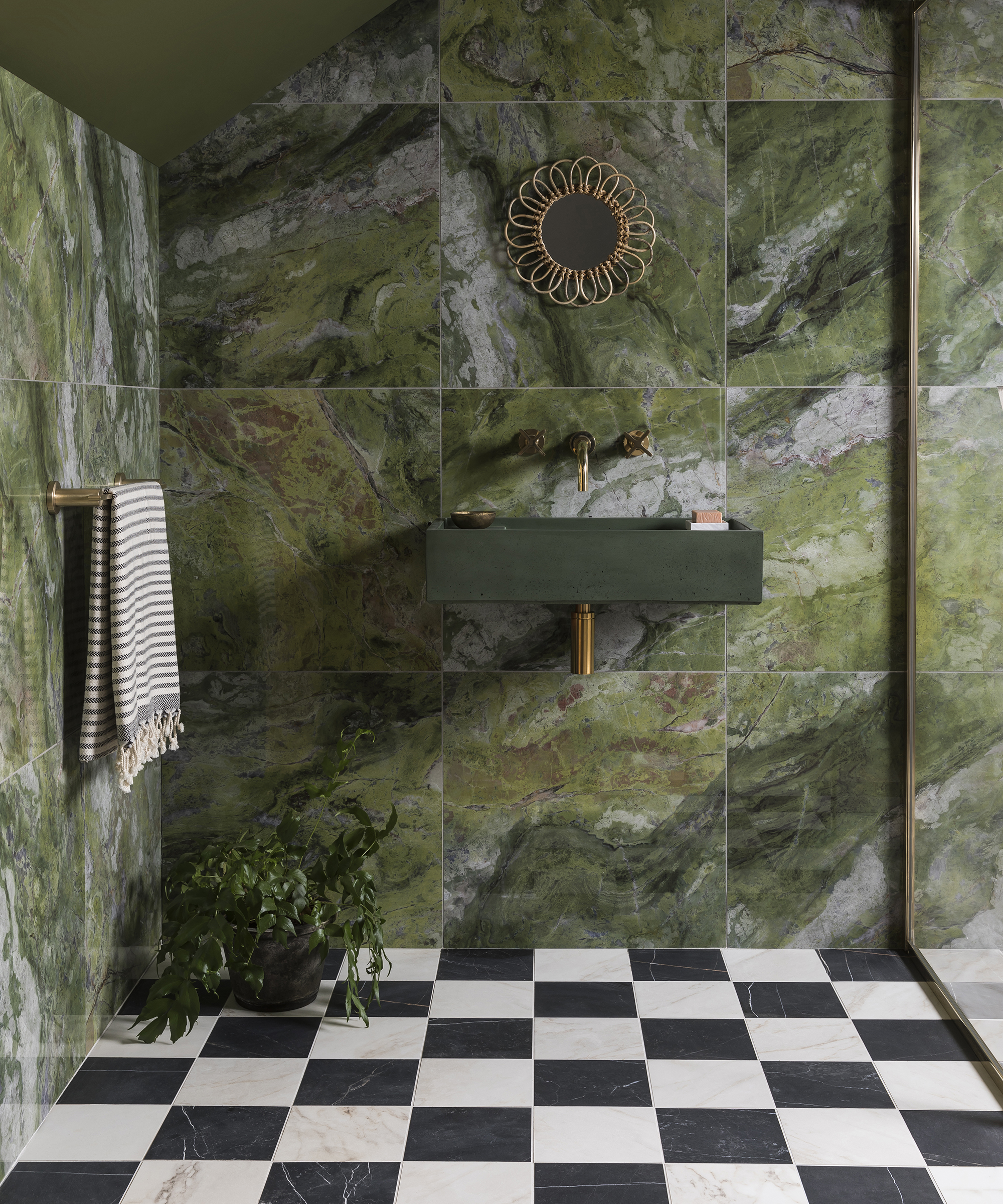 Paradise Green Porcelain, Piazza Amber Matt Porcelain and Piazza Nero Matt Porcelain by Mandarin Stone