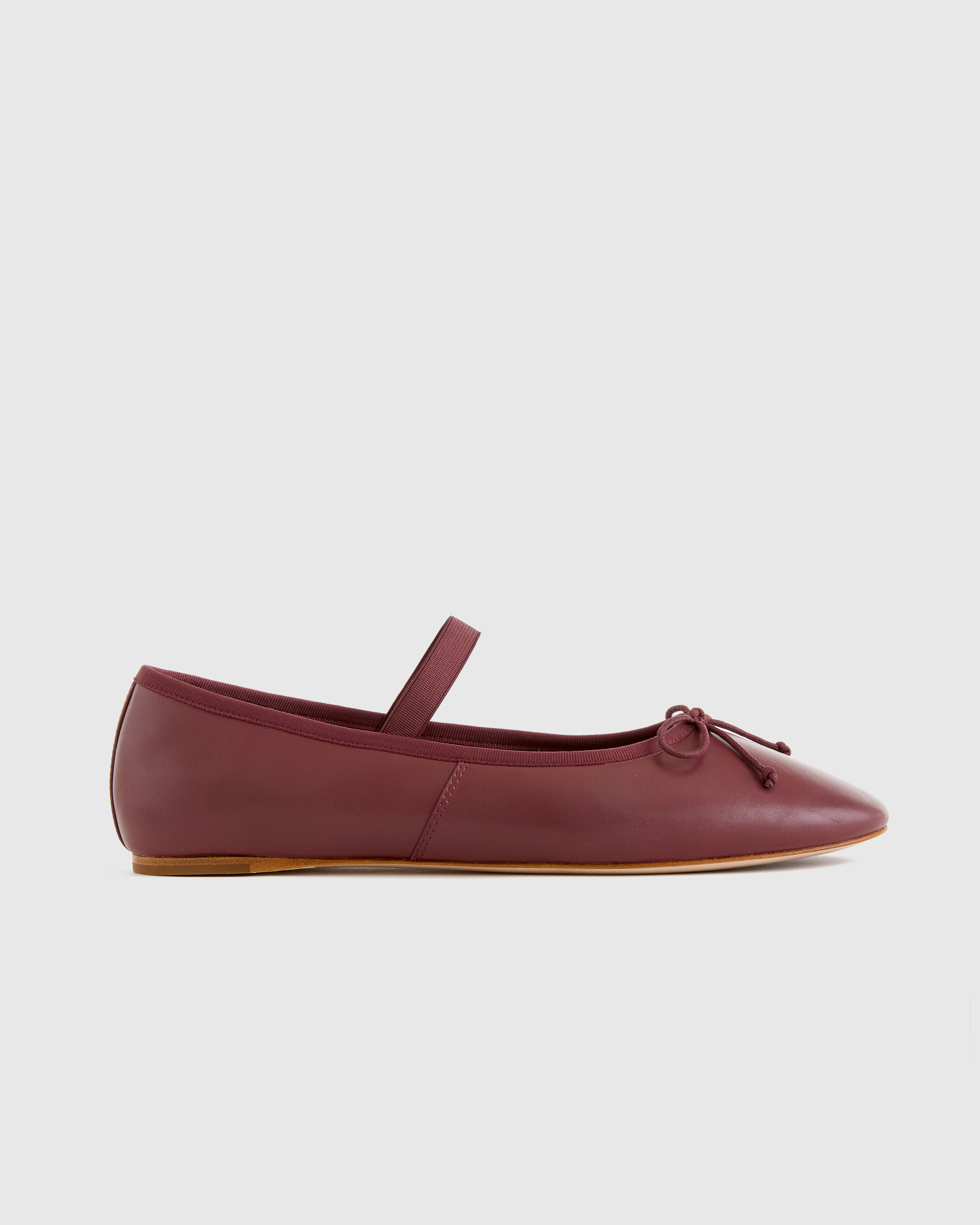 Italian Leather Mary-Jane Ballet Flat in Merlot