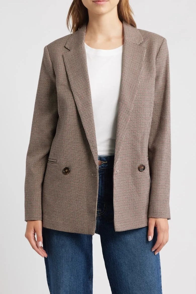 Houndstooth Double Breasted Blazer