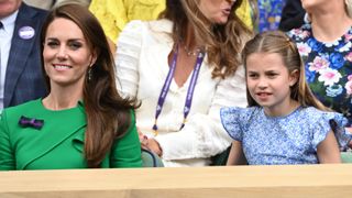 Catherine, Princess of Wales and Princess Charlotte of Wales watch Carlos Alcaraz vs Novak Djokovic in the Wimbledon 2023 men's final