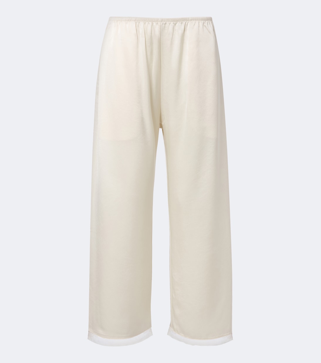 Barb Lace-Trimmed Satin Wide-Leg Pants in White - Leset
