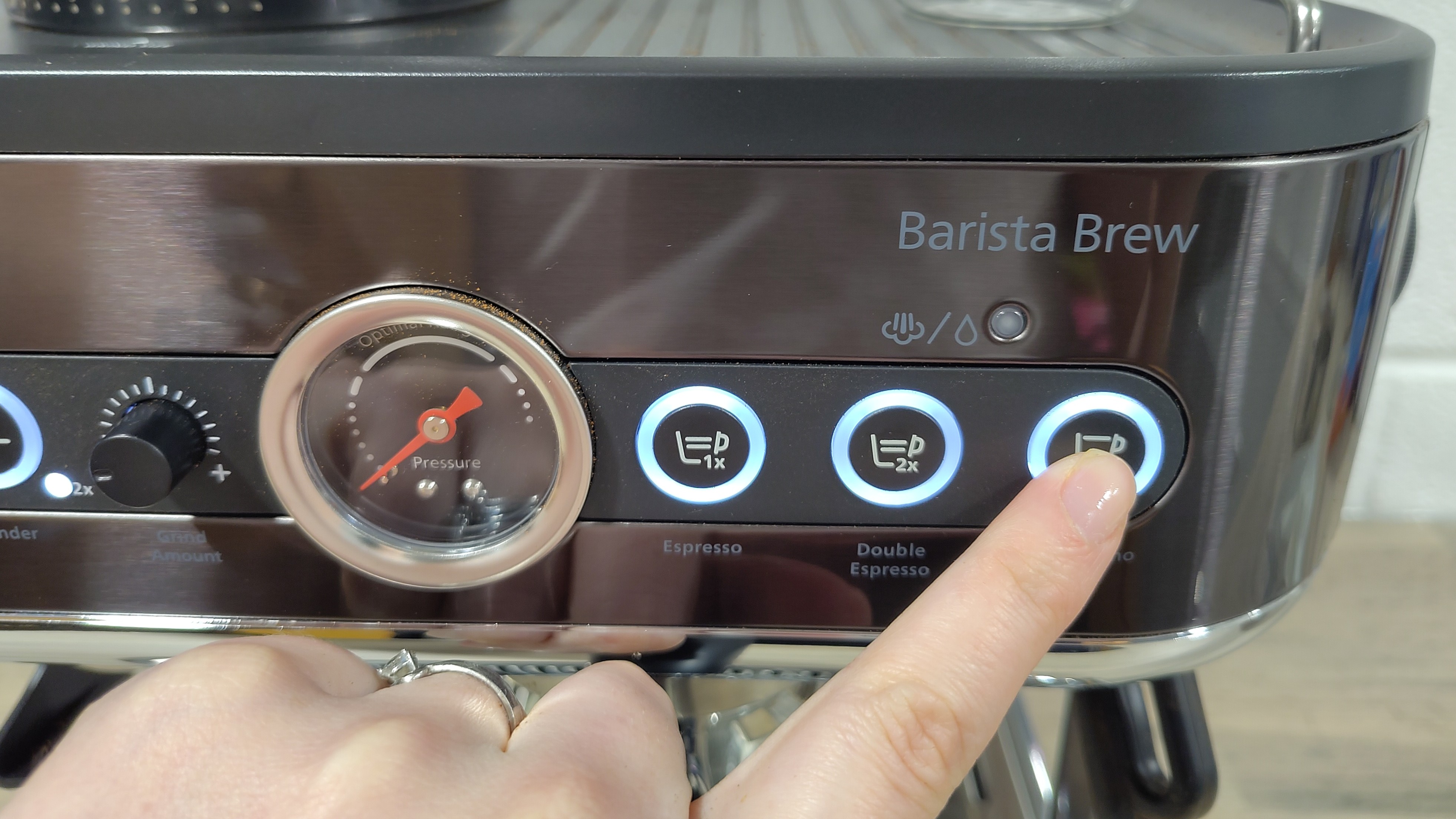 Control panel on Philips Barista Brew coffee maker