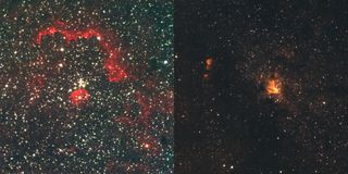 two photographs of dense groups of stars in outer space