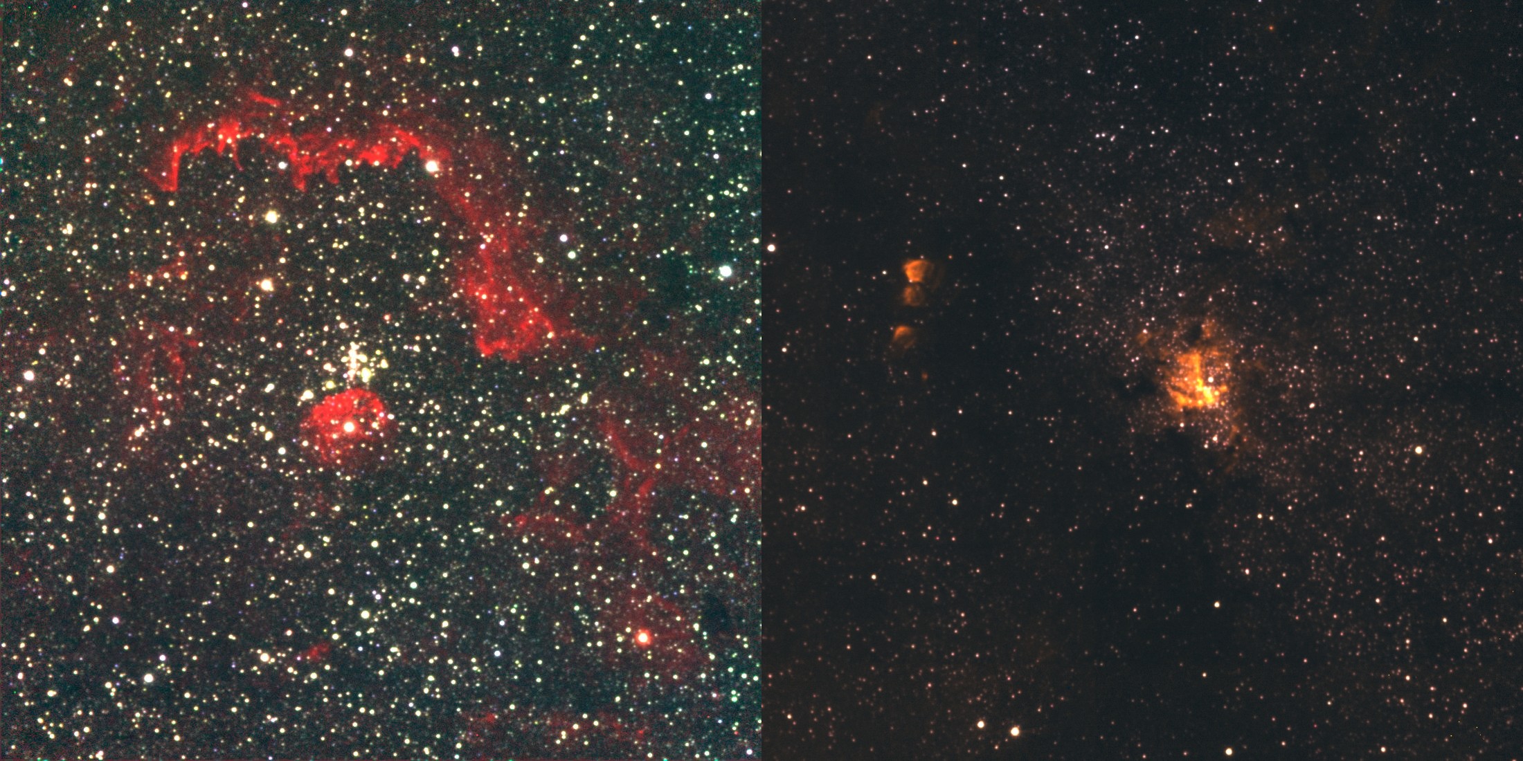 two photographs of dense groups of stars in outer space