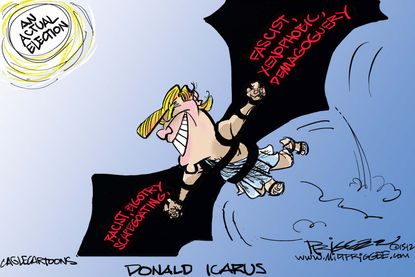Political cartoon U.S. Donald Trump 2016 Icarus