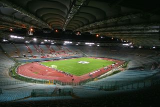 A general view of the Olympic Stadium during the UEFA Champions League, Group B match between AS Roma and Leverkusen at The Olympic Stadium on November 3, 2004 in Rome, Italy