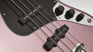 Best beginner bass guitars: Jazz bass pickups close up