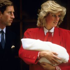 Diana, Princess of Wales and Prince Charles, Prince of Wales leave the Lindo Wing of St. Mary's Hospital following the birth of Prince Harry on September 16, 1984 in London, England.