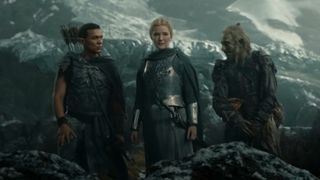 Arondir, Galadriel and Marnûkh in Rings of Power.