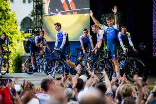 Tour de France 2022 presentation: Fabio Jakobsen with his QuickStep-AlphaVinyl teammates