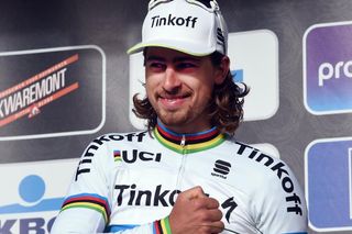 After a string of second places - including Friday's E3 Harelbeke - Peter Sagan finally got to stand on the top step of the podium in the rainbow jersey after winning Ghent-Wevelgem on Sunday.