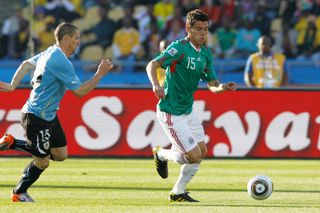 Hector Moreno in action for Mexico against Uruguay at the 2010 World Cup.