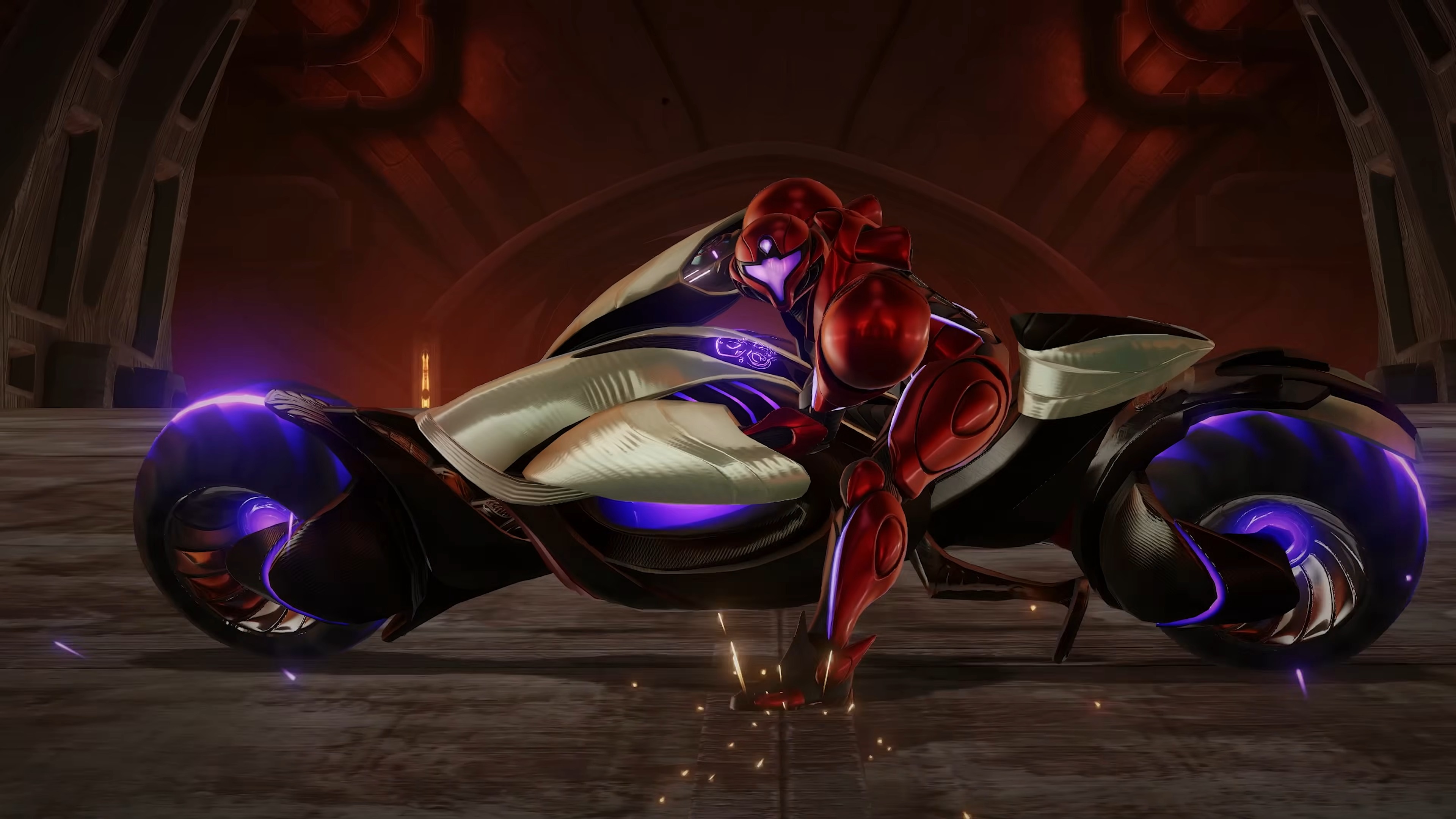 Metroid Prime 4 Beyond screenshot showing Samus on her new bike.