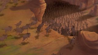 wildebeest stampede in the lion king