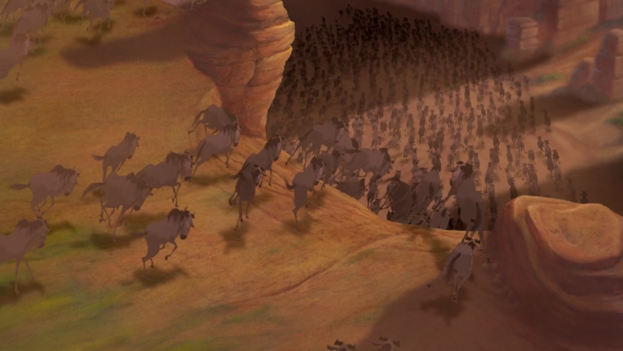 wildebeest stampede in the lion king