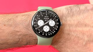 Close-up of the Pixel Watch 5 in 45mm on a user's wrist