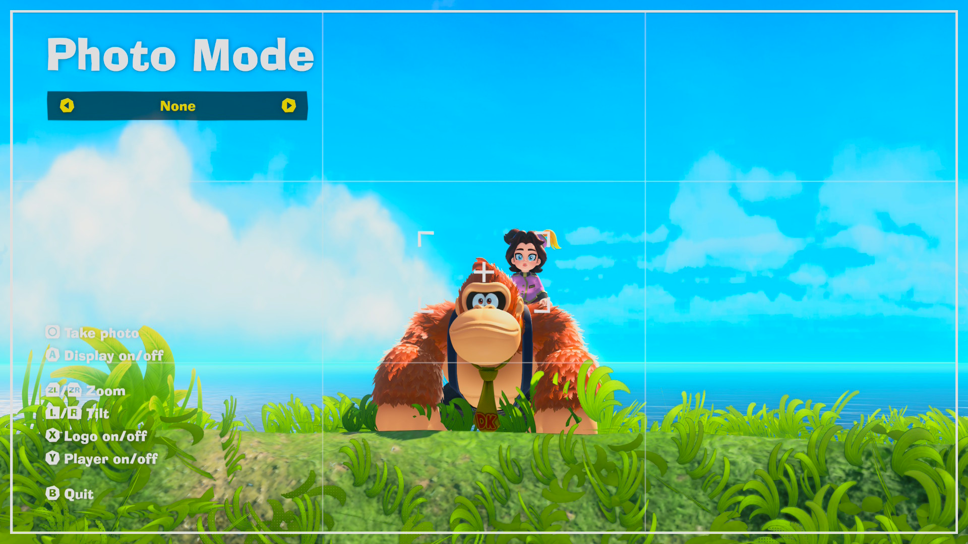 A screenshot showing off how photo mode works in Donkey Kong Bananza