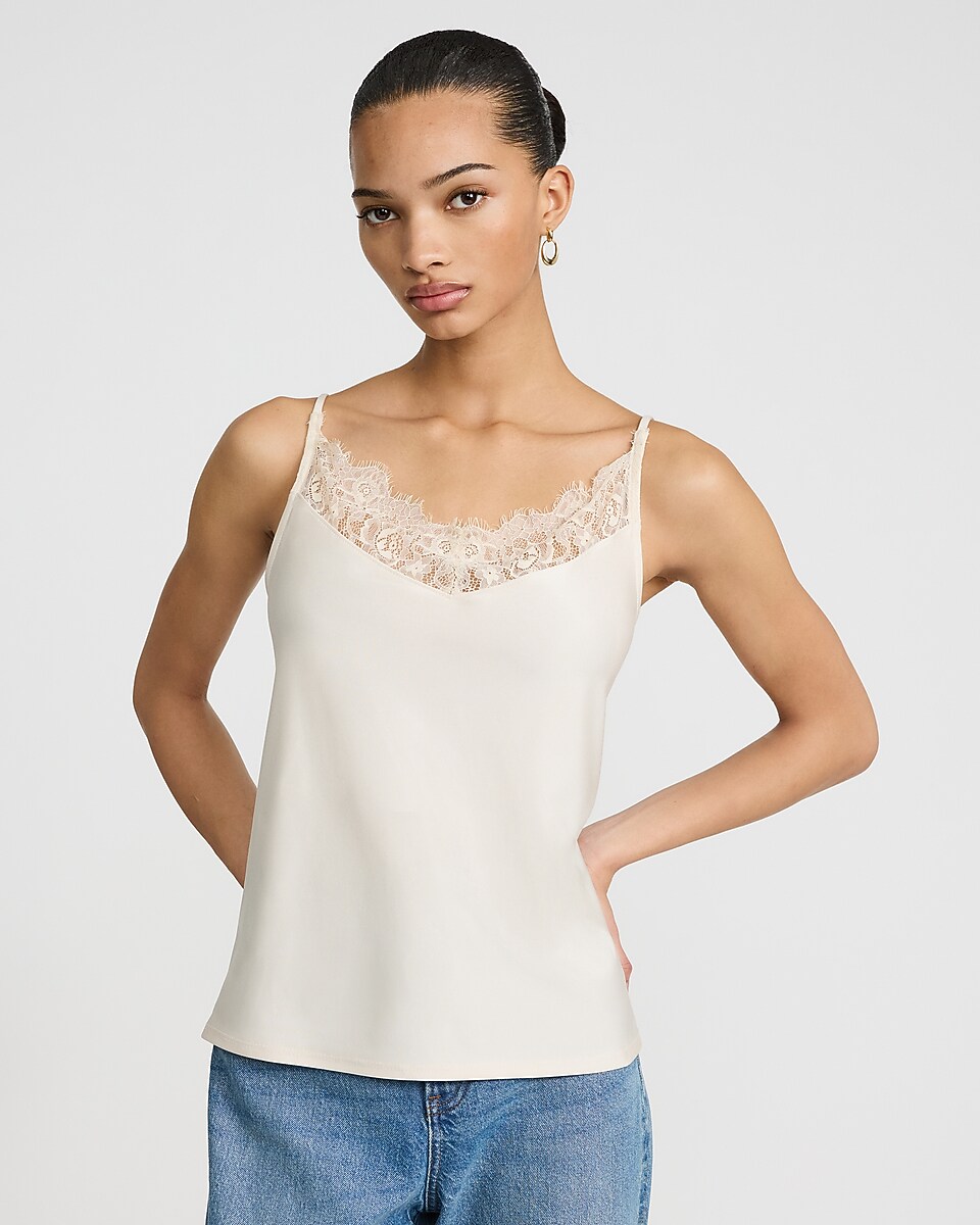 express, Satin Lace Trim V-Neck Cami