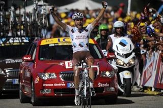 Christophe Riblon (AG2R-La Mondiale) wins stage 14 of the 2010 Tour de France.