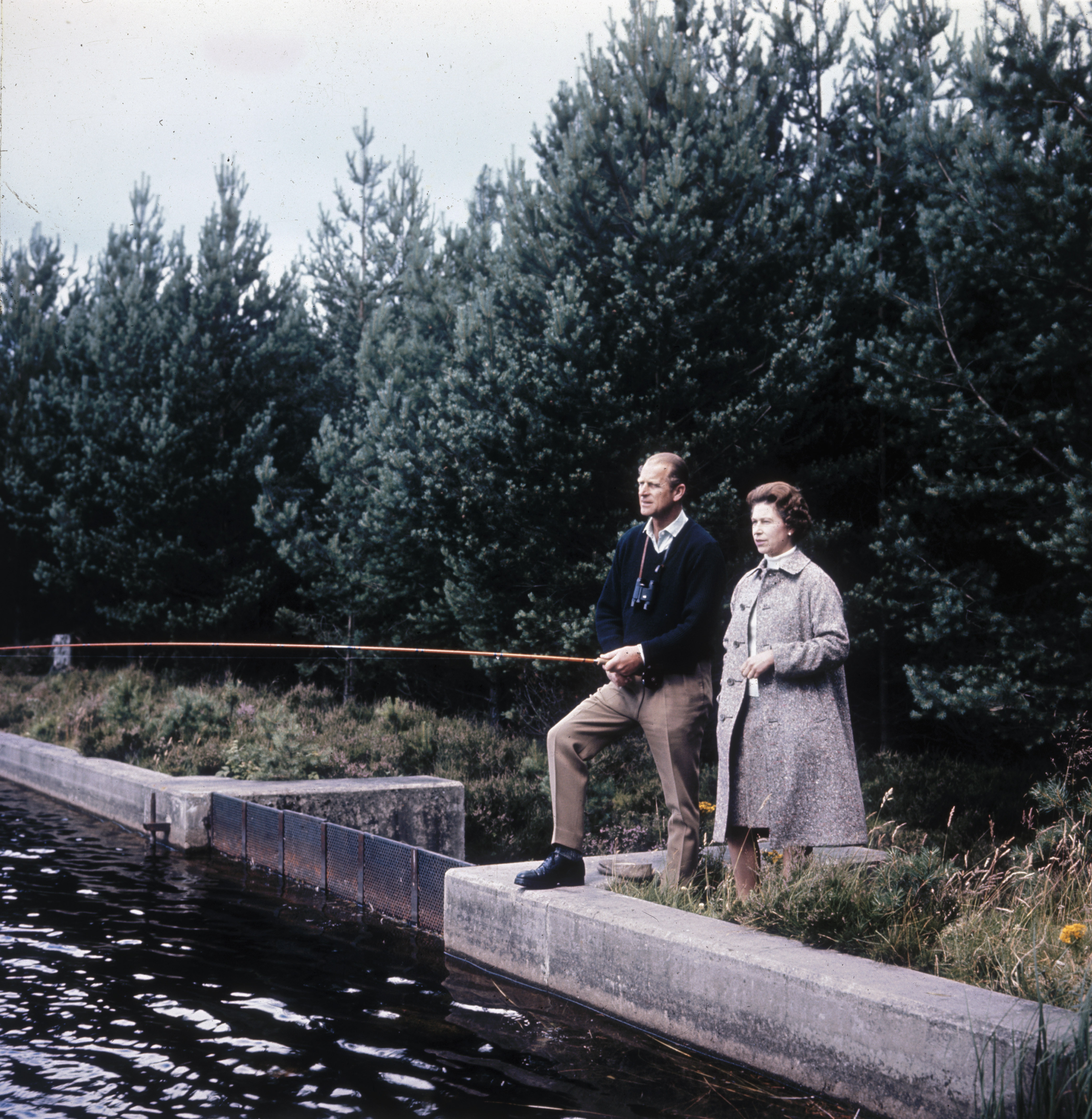 Queen Elizabeth and Prince Philip fishing at Balmoral in 1972