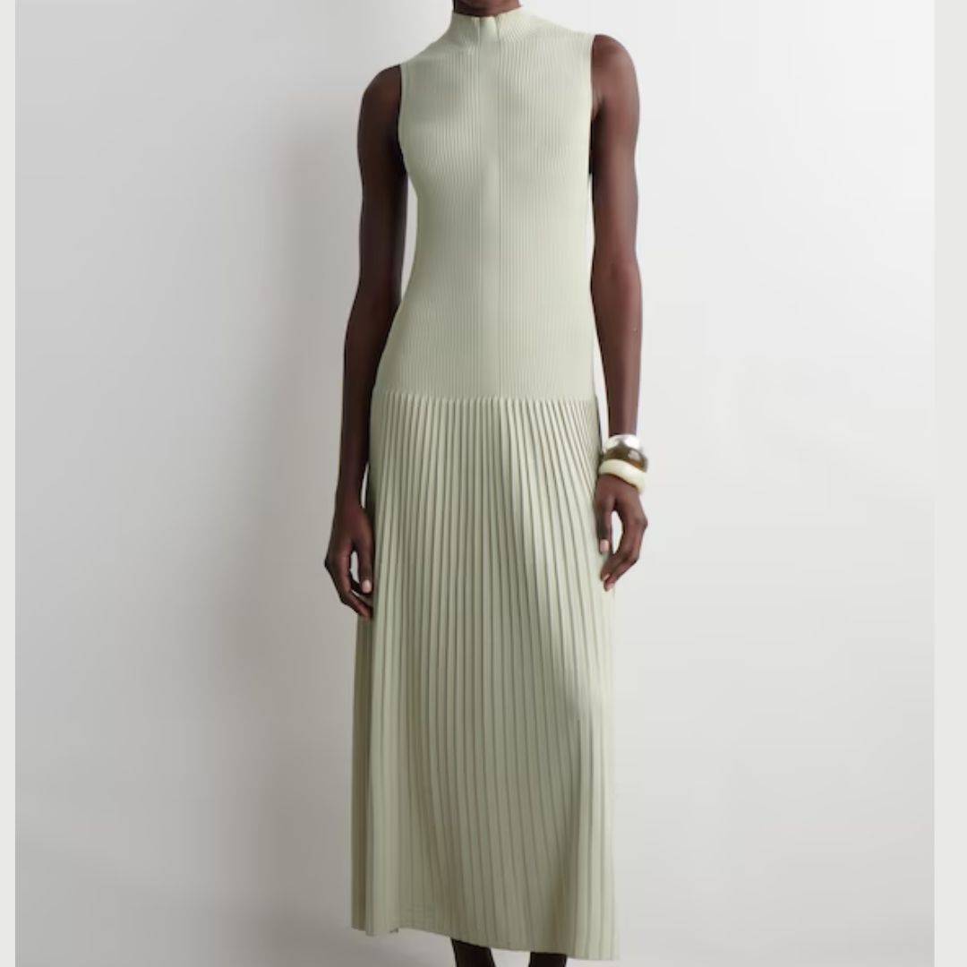 Cos Pleated High Neck Maxi Dress