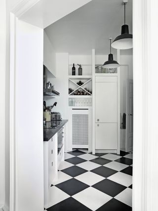 Small black and white kitchen