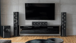 A THX Certified speaker system in a bright living room