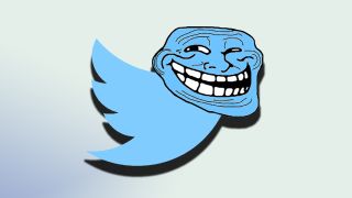 The troll meme merges with the Twitter logo