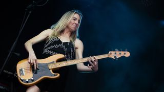 Este Haim of Haim performs a secret set during day four of Glastonbury festival 2025 at Worthy Farm, Pilton on June 28, 2025 in Glastonbury, England