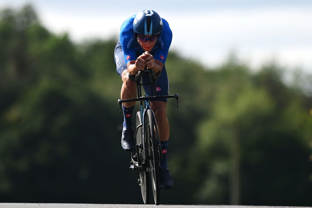 STIRLING SCOTLAND AUGUST 09 Lorenzo Milesi of Italy sprints during the Men Under 23 Individual Time Trial a 362km race from Stirling to Stirling 80m at the 96th UCI Cycling World Championships Glasgow 2023 Day 7 UCIWT on August 09 2023 in Glasgow Stirling Photo by Dario BelingheriGetty Images
