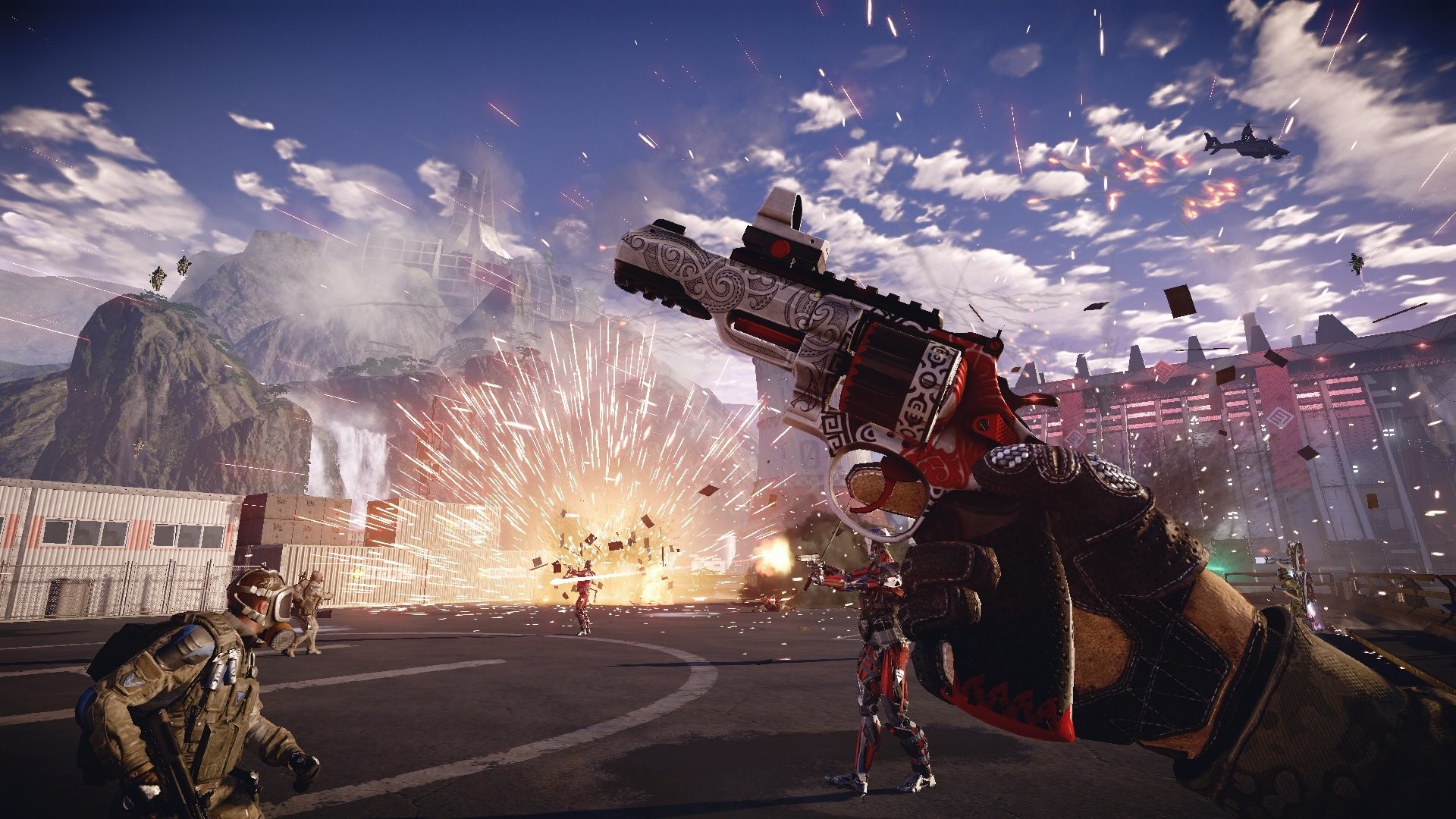 Screenshot of Warface player holding a gun in first person