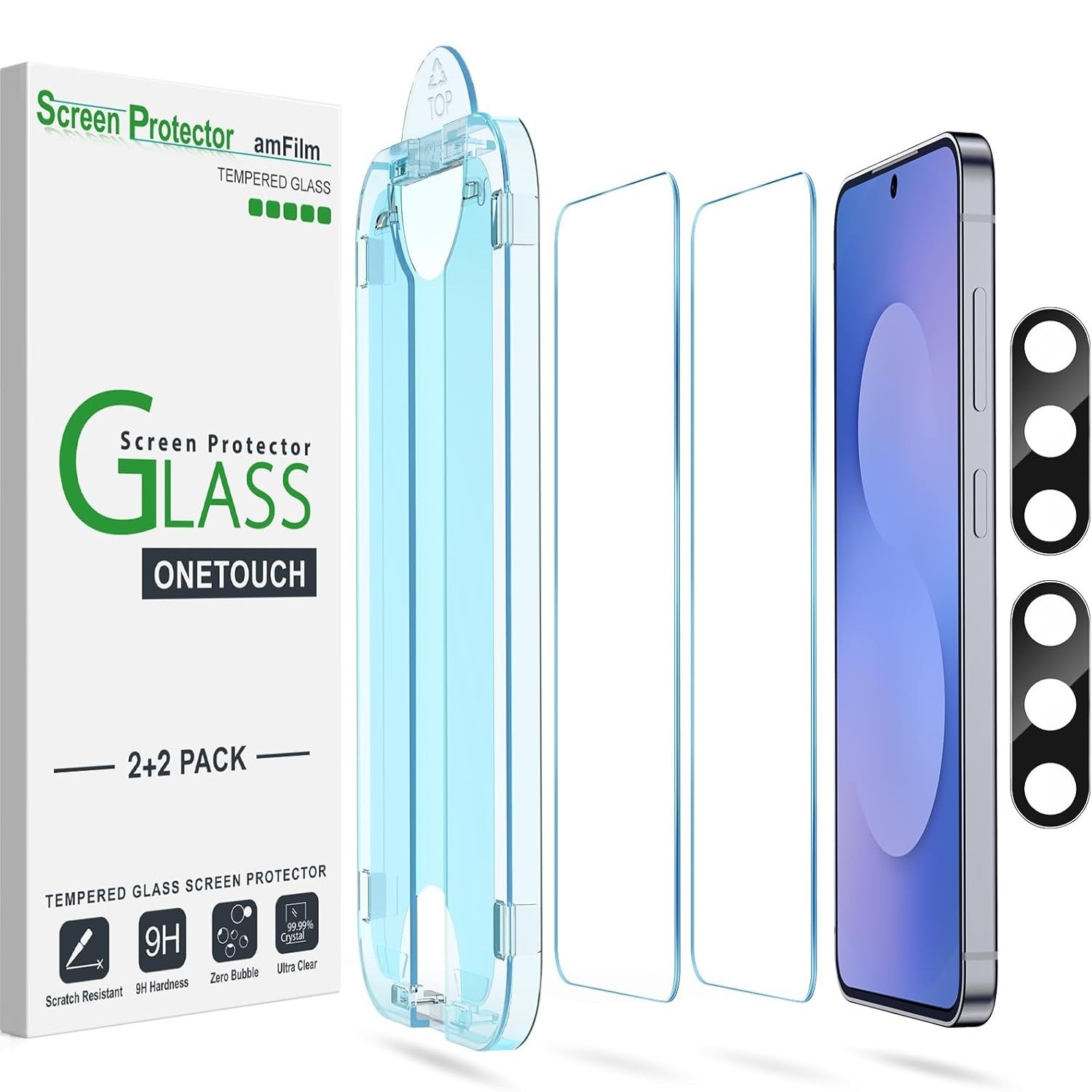 amFilm Auto-Alignment OneTouch for Samsung Galaxy S25 FE Screen Protector 2 Pack