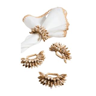 Kim Seybert Shell Fringe Napkin Ring Set of 4