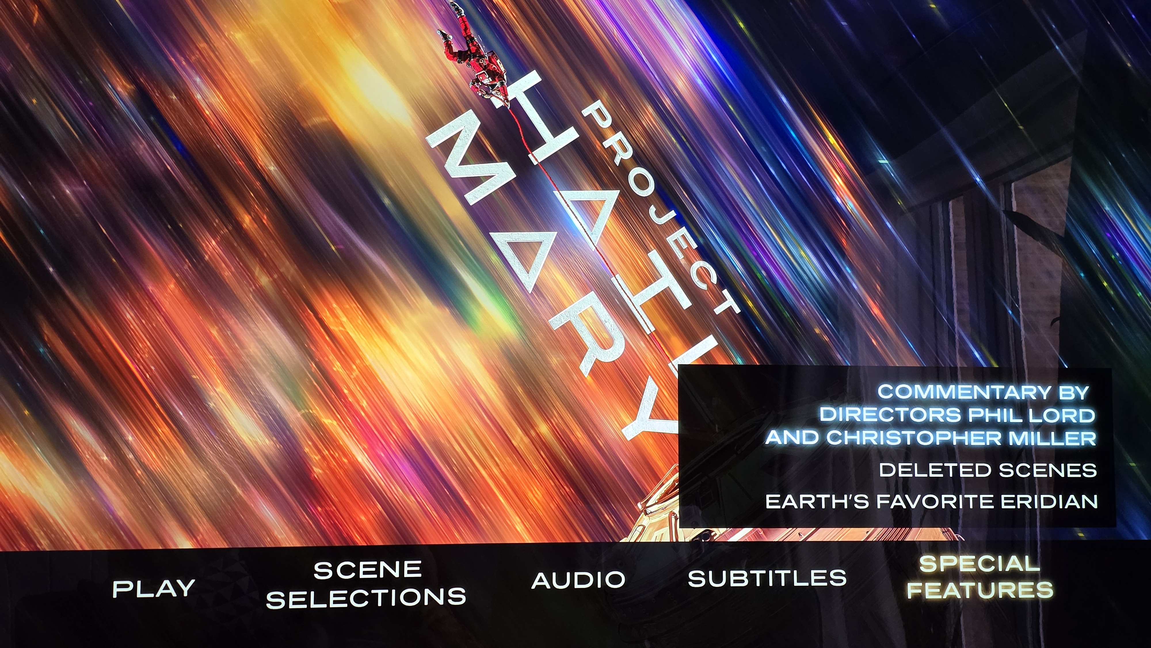Project Hail Mary 4K Blu-ray home screen