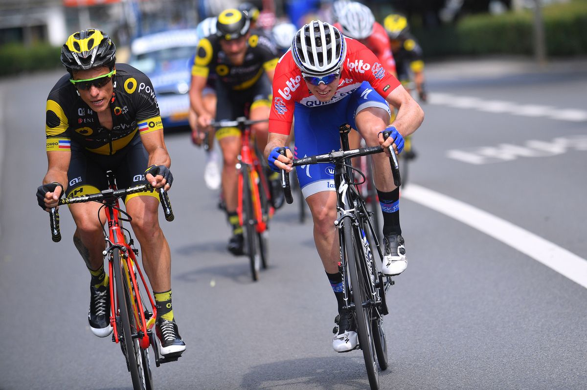 Frenchmen Sylvain Chavanel (Direct Energie) and R&eacute;mi Cavagna (Quick-Step Floors)