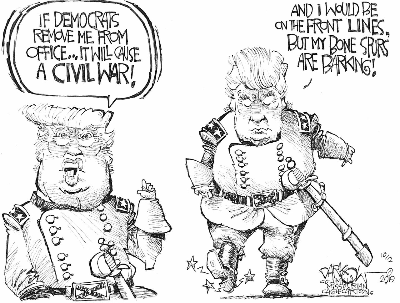 Political Cartoon U.S. Trump Civil War Ukraine impeachment